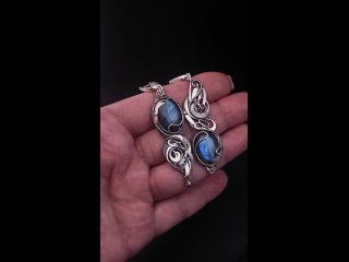 Серьги из серебра 925 с голубыми лабрадорами