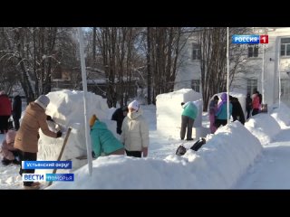 Конкурс снежных скульптур состоялся в Устьянах