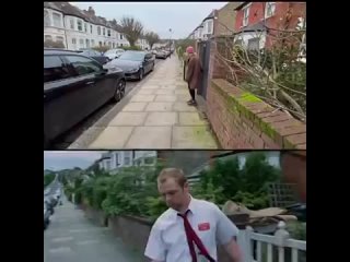 Recreating the Shaun of the Dead walk to the shop 20 years later