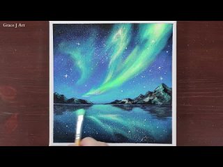 Northern Lights Aurora _ Easy acrylic painting for beginners _ PaintingTutorial