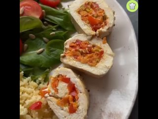 ПП-рулетики из куриной грудки с овощами