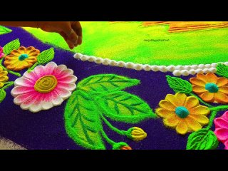 Shree Ram mandir rangoli designs   Satisfying video   Big rangoli