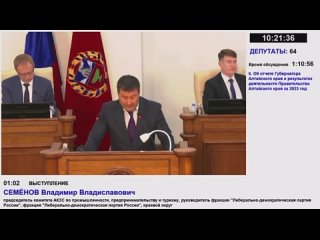 Тридцатая сессия АКЗС 8 созыва, выступление Владимира Семёнова