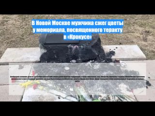 В Новой Москве мужчина сжег цветы у мемориала, посвященного теракту в «Крокусе»