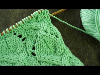 Листья в косах узор спицами  Leaves in cable knitting pattern