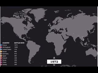 Timelapse of the locations of battles that took place over the last 4500 years, according to Wikiped