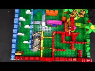 Cute Hamster Searching for Treasure in LEGO Maze - Will He be Able to Find all the Chests