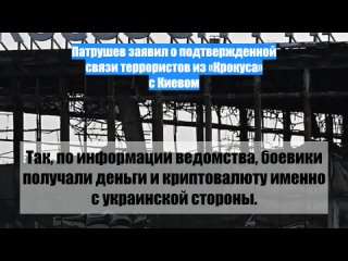 Патрушев заявил о подтвержденной связи террористов из «Крокуса» с Киевом