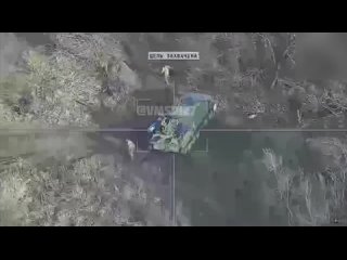 The defeat of the Ukrainian MT-LB with the ZU-23-2 Lancet kamikaze drone installed in one of the directions