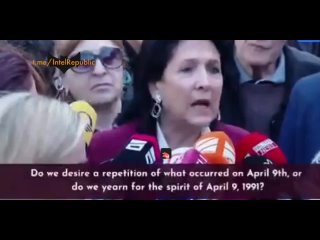 INDEPENDENCE OR ENSLAVEMENT Europe or Russia - I think we know what our choice is - President of Georgia, Salome Zurabish