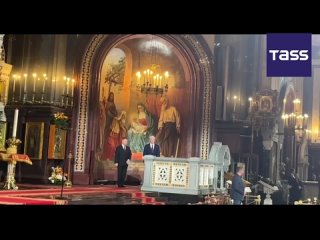 El presidente ruso, Vladmir Putin, ha llegado a la catedral de Cristo Salvador en Mosc, para asistir a la misa con motivo de l