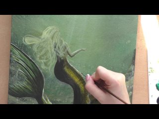 Drawing a mermaid under water _ Acrylic Painting _ Satisfying Art _ Живопис акри