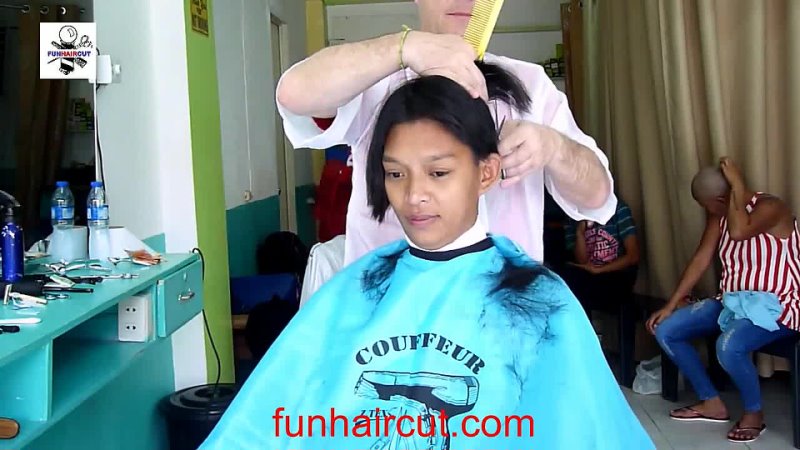 FUNHAIRCUT channel - Girls forced long hair to boyish cut ✂️ 💈