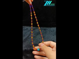 Natural turquoise and amber smooth beads with Tourmaline Rubellite Apyrite 3mm beads colorful 04