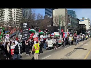 Miles de personas marchan en Edmonton, Canadá, para exigir un embargo de armas a “Israel“