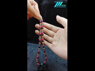 Natural turquoise and spiny oyster roundle beads onyx Rhodonite Labradorite colorful necklace 02