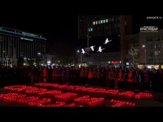 Краснодар запустил в небо белых журавлей  В общенациональный траур на Главной городской площади куба