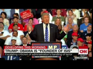 Трамп: Обама - основатель ИГИЛ. Он это сделал! И их спонсировал и основал. А ко-спонсор Хиллари Клинтон!   . Агент Донни , слива