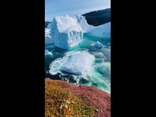 Дания 🇩🇰, Гренландия, Огромная отколовшаяся льдина плещется в водах самого большого в мире фьорда Скорсби.