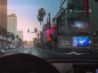 Вот как мог бы выглядеть AR-интерфейс на лобовом стекле автомобиля.
