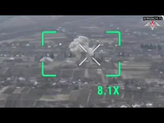 Прилёт объёмно-детонирующей авиабомбы ОДАБ-500 с УМПК по месту дислокации ВСУ в приграничном селе Р