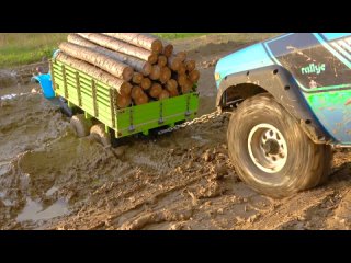 RC Cars Mud Racing - 6x6 Zil 131 Blue, 4x4 Crawler Truck
