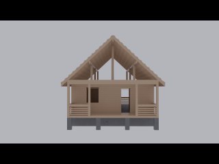 Брусовой дом 3D модель в Blender