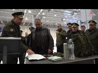 Russian Defense Minister Sergei Shoigu examined promising samples of military equipment