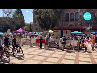 Protest over Gaza at UCLA campus continues