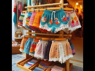 Beautiful crocheted womens shorts and bras made of wool