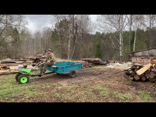 Мотоблок с пониженной скоростью Муравей-4К. И пашет и возит.