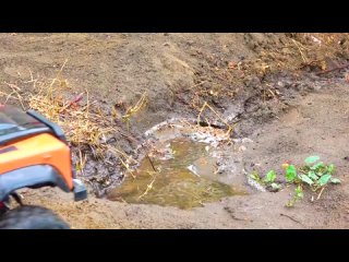 Tractor Excavator working in the mud Saving 4x4 Powerful Car