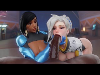 Mercy x Pharah x BBC blowjob from Overwatch r34