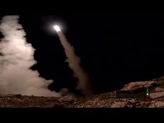 Footage of the launch of suicide drones and missiles during the attack on Israel