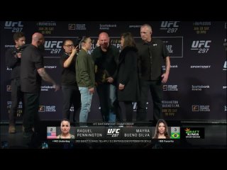 raquel pennington vs mayra bueno silva - ufc 297 press-conference face-off