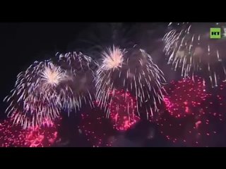 Massive Firework Display Fills Moscow's Night Sky to Honour May 9th Victory Day - Marking 79th Anniversary Since End of Great P