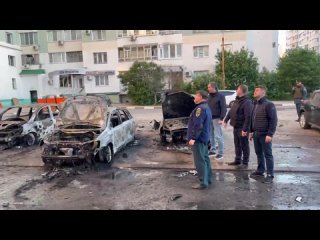 La situation dans un quartier rsidentiel de Belgorod, bombard par les forces armes ukrainiennes dans la matine du 9 mai