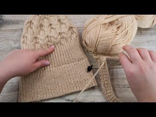 Шапка узором по мотивам Loro Piana спицами  Knitted hat tutorial