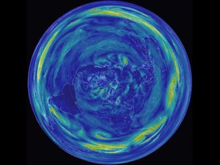 интерактивная карта ветров в азимутальной проекции - плоской-круглой Земли