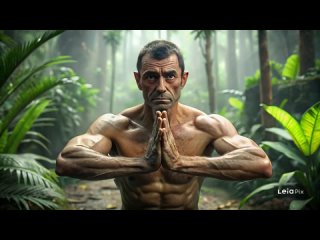 a-man-does-yoga-on-the-backg...of-a-jungle-with_animation