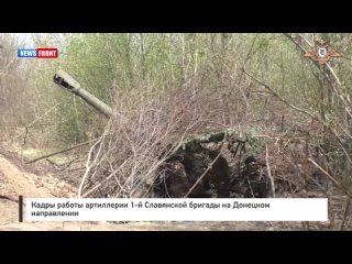 Кадры работы артиллерии 1-й Славянской бригады на Донецком направлении