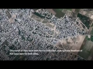 Подборка спутниковых снимков жилых районов Сектора Газа, выглядевших до и после бомбежек ВВС Израиля