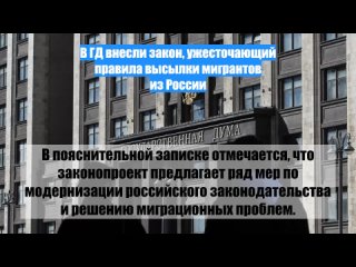 ВГД внесли закон, ужесточающий правила высылки мигрантов изРоссии