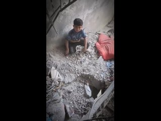 ‼️Un niño palestino no quiere separarse de los escombros de su casa porque aún tiene la esperanza de que sus padres no hayan mue