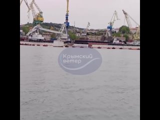 Protective barriers were set in Sevastopol port to prevent attempts  of unmanned boats attack