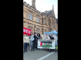 Estudiantes propalestinos organizan una manifestacin frente a la Universidad de Sydney, unindose a las protestas estadounidens