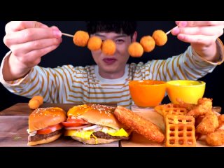 ASMR 버거킹 콰트로 치즈와퍼🍔벌집감자튀김 코코넛쉬림프 치즈소스 찍먹방_! Burger King Cheese Whopper With Frie