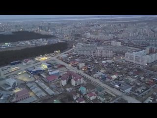 Полёт на вертолёте над Якутском, ранним утром 5 мая 2024 года