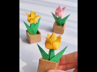 Маленький тюльпанчик в технике оригами