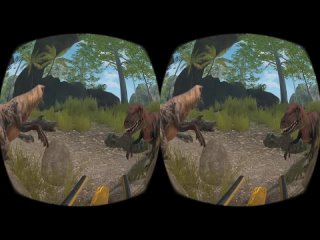 VR 3D SBS Американские горки с динозаврами!